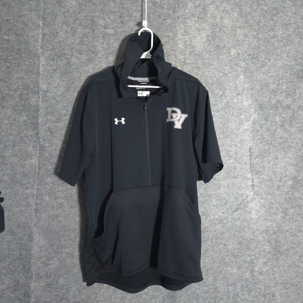 Under Armour Hoodie Mens 2XL Black Short Sleeve 1/4 Zip 1343184 Loose DV Logo
